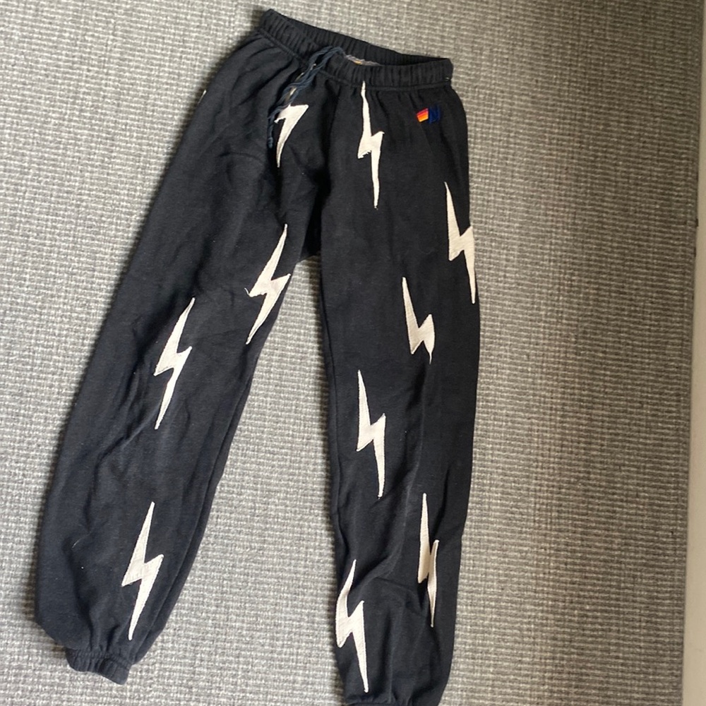 Aviator Nation Black Lightning Bolt Sweat Pants
